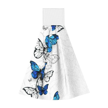 

Coaee Blue Flying Butterflies for Fast Absorbent Hanging Towels with Velcro for Kitchen Bathroom Laundryroom