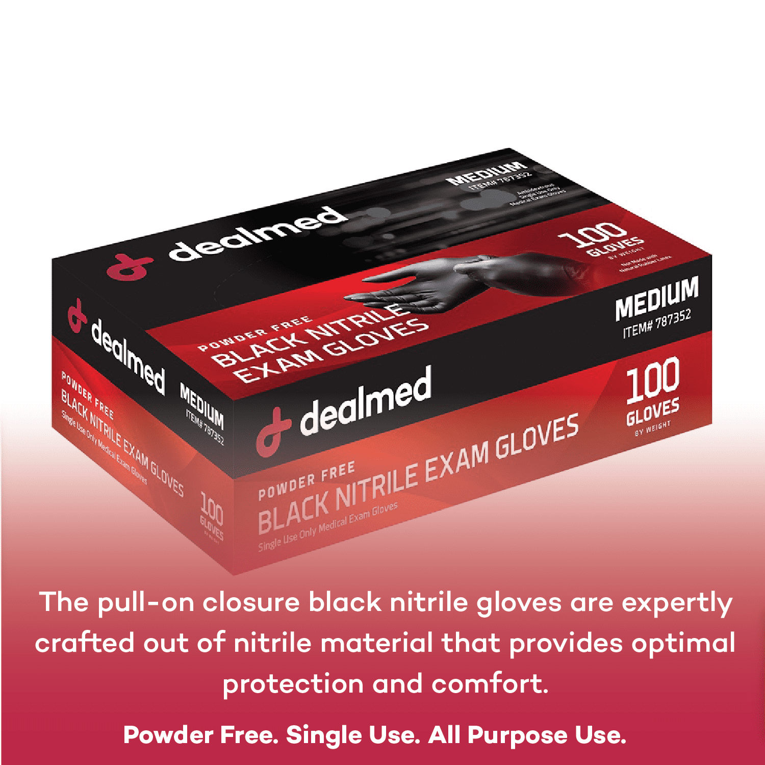Dealmed Nitrile Exam Gloves, Black – 100 Count Disposable, Non-Irritating, Latex Free, Multi-Purpose for First Aid and Medical Facilities (X-Large, Case of 10)