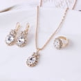 thumbnail image 1 of Zhuge Conjunto de joyas de diamantes de imitación con forma de gota de agua a la moda, collar con colgante de gota de agua retro, pendientes de botón, conjunto de joyas para mujer, boda, blanco C, 1 of 4