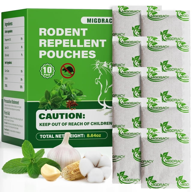 Bolsas repelentes de ratones y ratas, 10 unidades, con aceite de menta