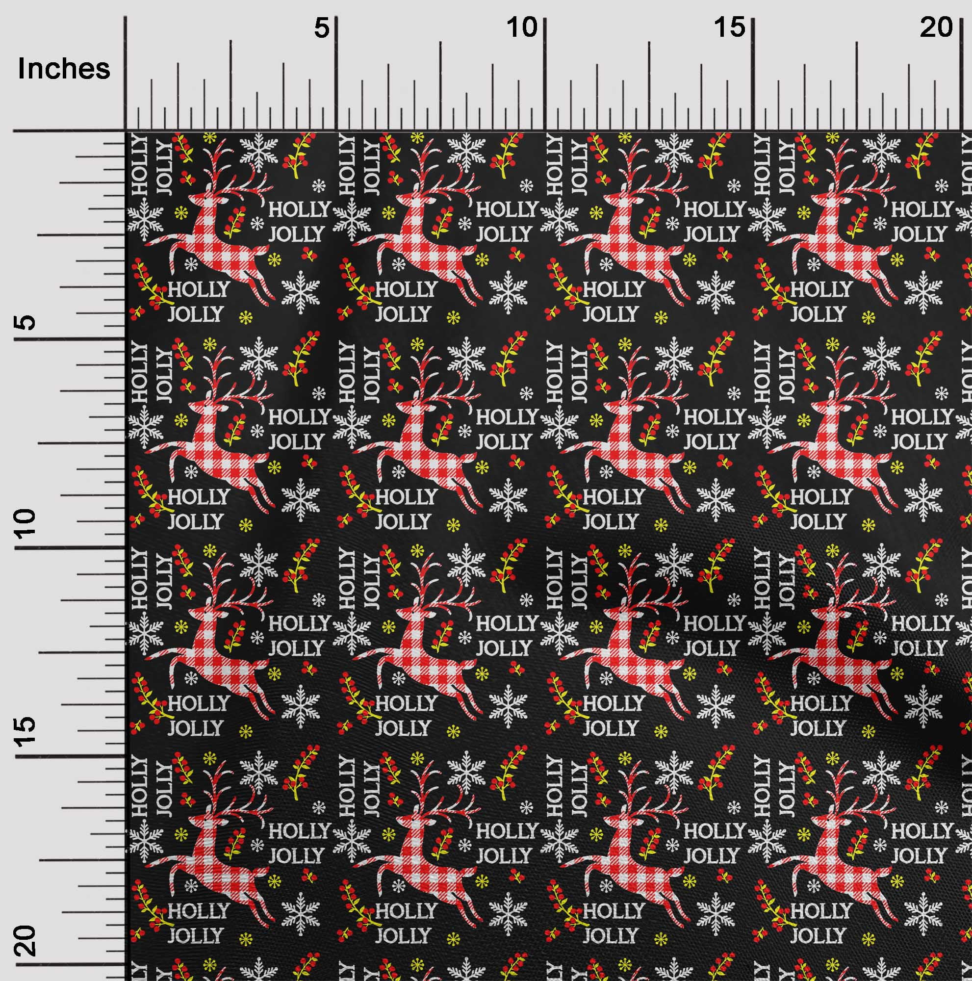 oneOone Cotton Jersey Black Fabric Merry Christmas Craft Projects Decor Fabric Printed By The Yard 58 Inch Wide