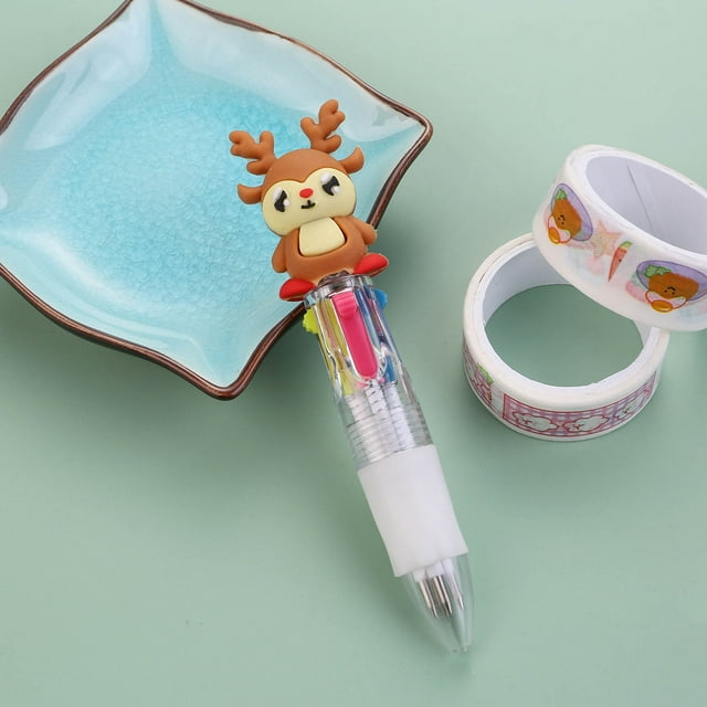 Four Kinds Of Christmas Pens Can Replace The Writing Color Ballpoint Pen Cartoon Snowman Old Man 4 Color Pen with Multiple Ink Colors Fine Point Light Pens for Dark Paper Fancy Ink Pens for Men Barrel