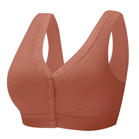Crunowin Women s Front Closure Bra  Push Up Full Coverage Wire Free Comfort Durable Plus Size Everyday Underwear Coffee L-38/85