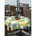 thumbnail image 2 of Outdoor Tablecloth with Umbrella Hole for Patio/Picnic/Party/Camping, Summer Lemon Waterproof Table Cloth Round Cover Washable, Green Tropical Botanical Palm Leaves (Dia 54"), 2 of 8