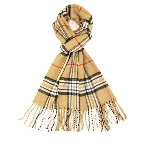 NevEND Winter Scarf for Men and Women Luxurious Classic Unisex Plain Plaid Wrap Beige