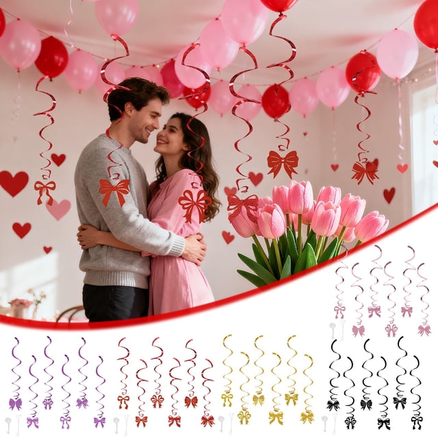 Sentmoon Bow Birthday Decorations Valentine Decor Centerpiece Table Decorations Pendant Bow Swirl Pendant