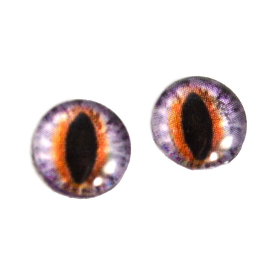 Purple and Orange Cat or Dragon Glass Eyes