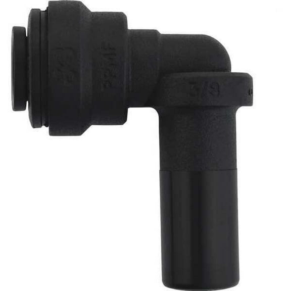 Push-Fit Elbow Fitting, 1/4 in Tube Size, Polypropylene, Black, 10 PK