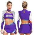 thumbnail image 6 of iiniim 2 Piece Women Cheer Leader Costume Top Skirt Cosplay Cheer Halloween Cheerleading Party Purple S, 6 of 7
