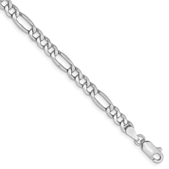 14k White Gold 4.4mm Semi-Solid Figaro Chain