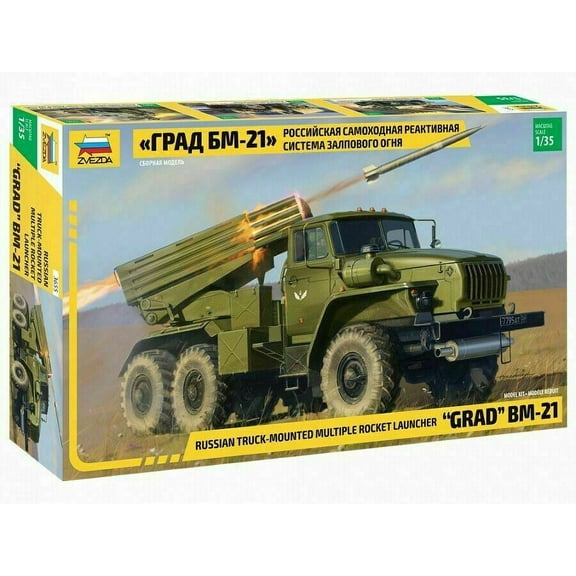 Zvezda 3655 1:35 Russian Truck-Mounted Multiple Rocket Launcher GRAD BM-21 Kit