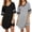 Black/Light Grey, variant on Ekouaer Nightgowns for Women 2 Pack Sleepshirts Short Sleeve Nightshirt V Neck Sleepwear Casual Pajama Dress