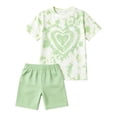 thumbnail image 4 of SGMVNU Girl's 2 Piece Pants Set Short Sleeve Graphic T Shirt and Matching Flare Leg Pants Girls Fashion, Size 8-9 Years, qp1-Mint Green, 4 of 5