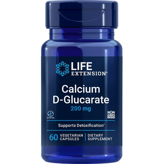 Life Extension Calcium D-Glucarate, 200 mg - Supports Detoxification, Helps Flush Out Unwanted Compounds – Gluten-Free, Non-GMO, Vegetarian – 60 Capsules