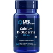 Life Extension Calcium D-Glucarate, 200 mg - Supports Detoxification, Helps Flush Out Unwanted Compounds – Gluten-Free, Non-GMO, Vegetarian – 60 Capsules