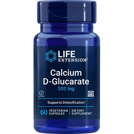 Life Extension Calcium D-Glucarate, 200 mg - Supports Detoxification, Helps Flush Out Unwanted Compounds – Gluten-Free, Non-GMO, Vegetarian – 60 Capsules