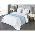 thumbnail image 3 of Floral Design Bed Runner, Asian Inspired Flowers Bloom in Soft Sky Colors Artwork, Decorative Accent Bedding Scarf for Hotels Homes & Guest Rooms, King, Sea Blue and Pale Azure Blue, by Ambesonne, 3 of 3