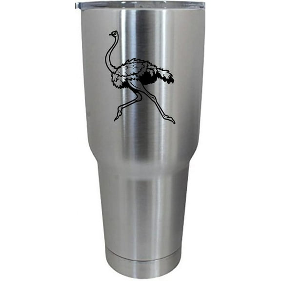 Ostrich Running Zoo Animal Themed Etched 30oz Stainless Steel Tumbler