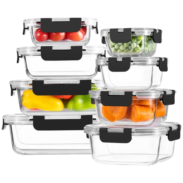 Juego de 8 Contenedores para Alimentos de Vidrio Borosilicato HOMBERKING