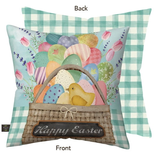 Briarwood Lane Indoor/Outdoor Pillow 17x17 Colorful Easter Basket For Easter Pillow