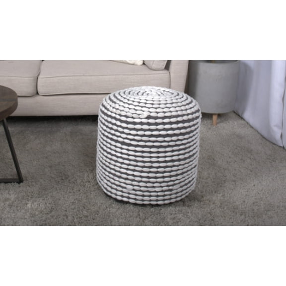 Geometric Two - toned Pouf / Indoor Use with 250 - pound Capacity