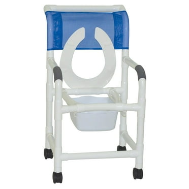 MJM International 118-3TW-FLS-SQ-PAIL Shower Chair with Front Flip Up Seat and Slide Out Commode Pail
