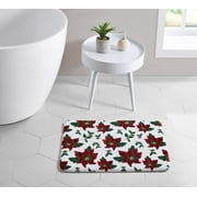 VCNY Home Poinsettia Bloom Non-Slip Memory Foam Rug, 17 x 24, Red