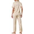 thumbnail image 3 of INSPIRE CHIC Women's Satin Button Down Short Sleeve Shirt with Long Pants 2 Pcs Pajama Set XL Champagne, 3 of 5