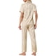 thumbnail image 3 of Conjunto de pijama de 2 piezas para mujer INSPIRE CHIC, camisa de satén de botones cortos con pantalones largos, talla XS, color champán, 3 of 6