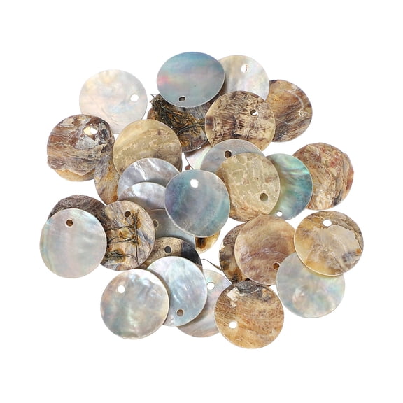 Uxcell 30Pcs Capiz Shells, 1.5cm/0.6" Round Natural Shells with 2 Holes for Seashell Wind Chimes Curtain Shell Garland DIY Jewelry Craft Wedding Home Decoration, Natural