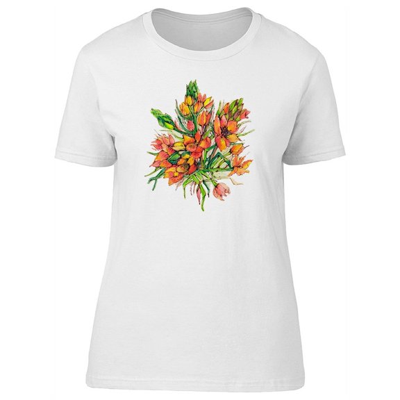 Cool Summer, Orange Flowers T-Shirt Women -Image by Shutterstock, Female Medium