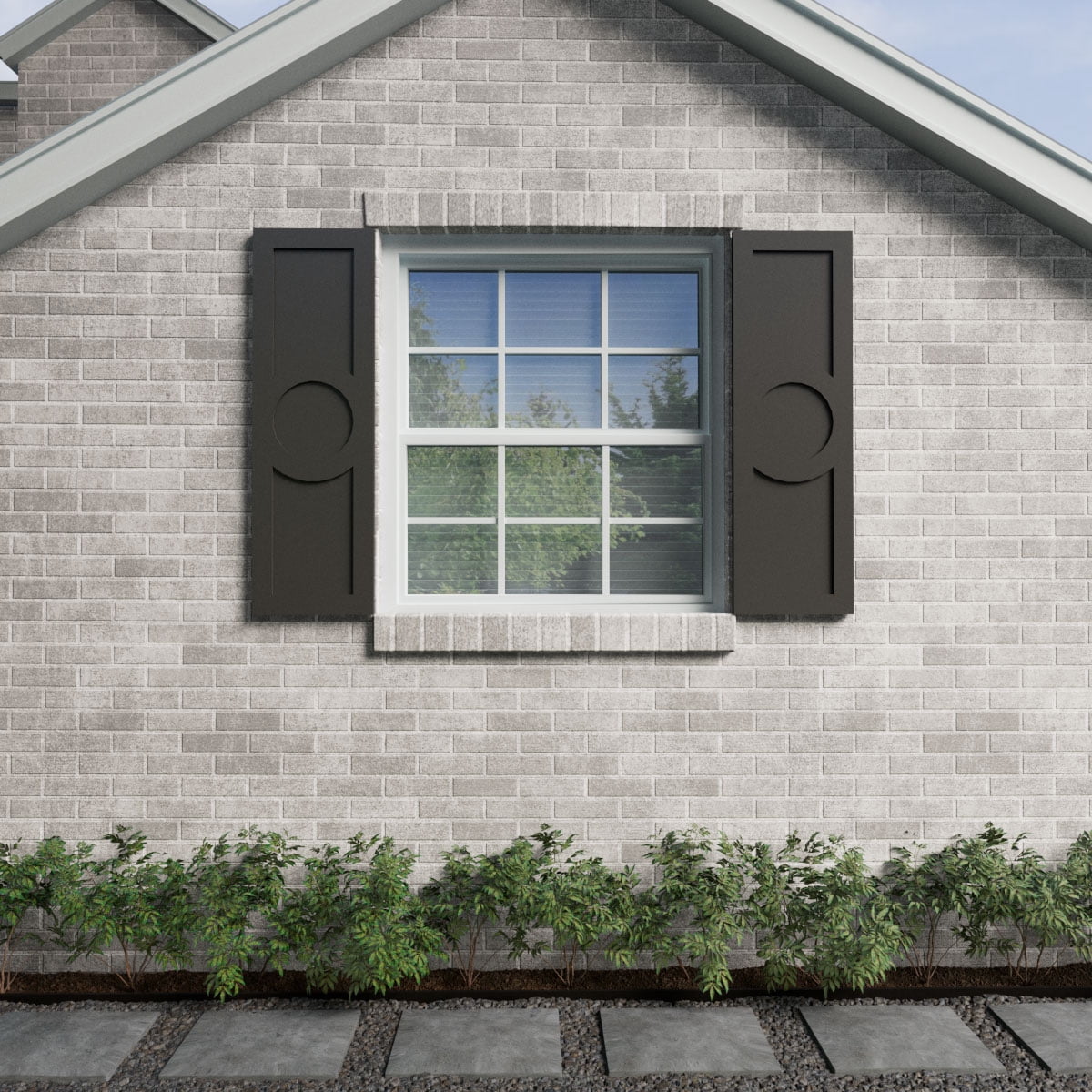 Ekena Millwork 18"W x 57"H EnduraCore Composite Center Circle Arts & Crafts Shutters, Starless Night Blue (Per Pair - Hardware Not Included)