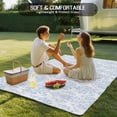 thumbnail image 4 of Blue Boho Floral Outdoor Rug 6x9 Ft - Reversible Patio Rug Outdoor Camping Rugs, Farmhouse Middle Century Flowers Washable Indoor Outdoor Area Rugs, Non-Slip Outdoor Carpet Runner for Deck/Porch, 4 of 8