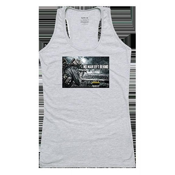 RapDom No Man Left Behind Graphic Womens Tank Top [Heather Grey - S]