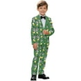 thumbnail image 2 of Xoenoiee Skull Hat Beer Shamrock Print 2Pcs Suit Set for Boys Kids St. Patrick's Day Suit Jacket Trousers with Elastic Waistband Formal Wedding Party Wear Blazer Set, Size 7-8 Years, 2 of 7