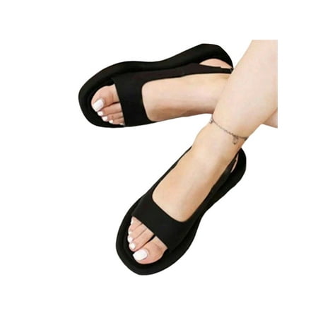 

Crocowalk Women Sandals Comfort Casual Shoes Summer Flat Sandal Ladies Slides Walking Non-Slip Slip On Shoe Black 9