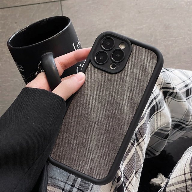 Simple Solid Color Large Hole Denim Pattern Phone Case For iPhone15 14 13 12 11 Pro Max TPU Fall prevention Cover New Products
