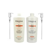 Angle View: Kerastase Nutritive Bain Satin 2 & Lait Vital NEW Duo Liter 34 oz PUMPS