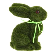 Raindrops Moss Flocked Bunny Decor Green Easter Decorations Spring Holiday