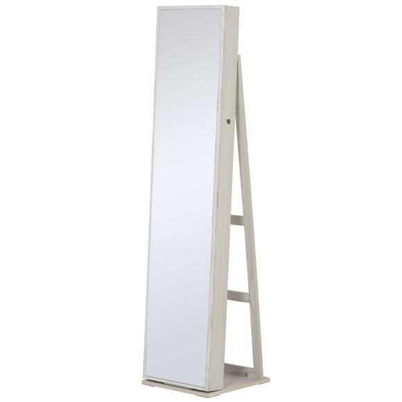HOMCOM Jewelry Cabinet with Full Length Mirror and LED Lights, White