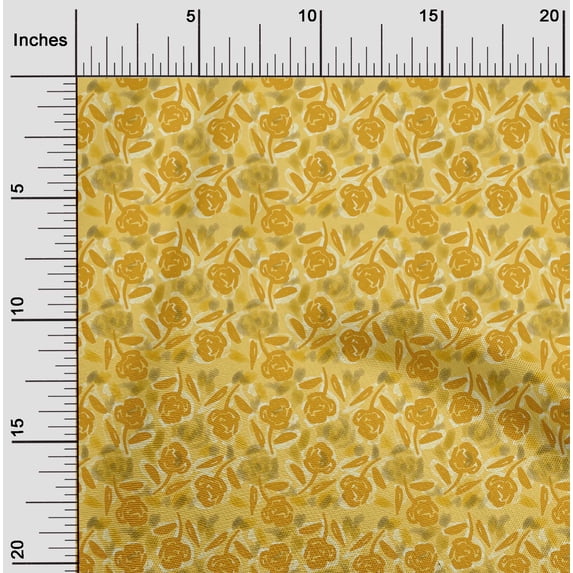 oneOone Polyester Spandex Yellow Fabric Florals Diy Clothing Quilting Fabric Print Fabric By Yard 56 Inch Wide-GS6