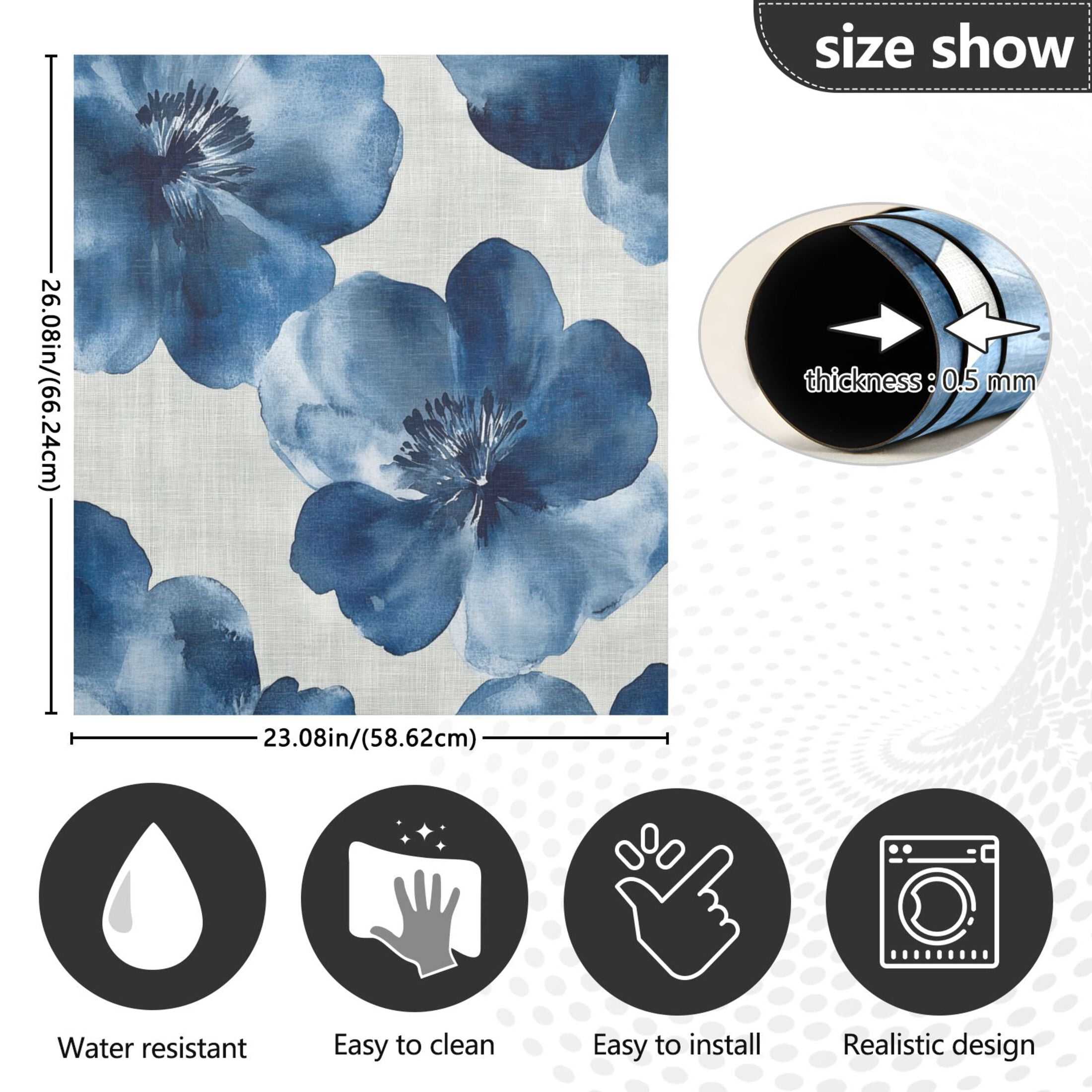 Dishwasher Magnetic Sticker 23x26 Inch Refrigerator Magnetic Sticker Washing Machine Magnetic Sticker Kitchen Panel Magnetic Sticker Home Decor Super Beautiful Blue Flowers