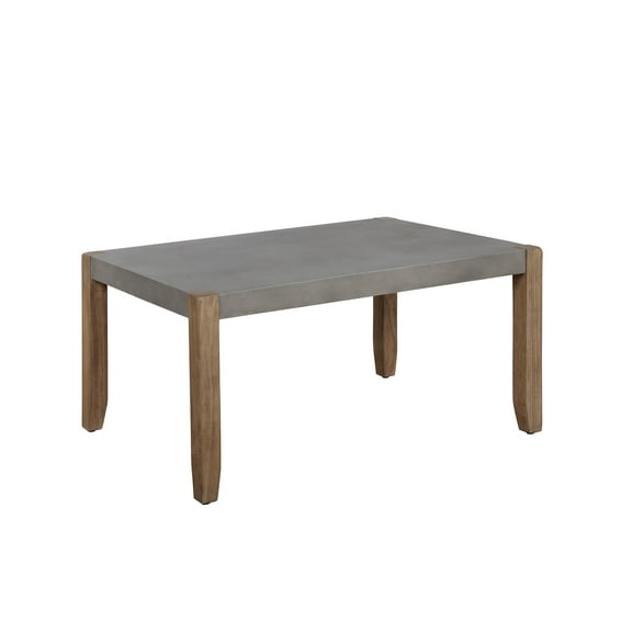 Alaterre Furniture Newport 36"L Faux Concrete and Wood Coffee Table, Gray & Light Amber