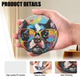 thumbnail image 3 of PU Leather Coasters for Drinks Bar Beer,Set of 6 with Holder,Round Housewarming Gift,Colorful Painting Of Boston Terrier Dog Wearing Glasses (2), 3 of 4