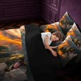 thumbnail image 5 of Manfei Jungle T-Rex Wildlife 7 Pieces Full Size Bedding Sets,Retro Dino Animals Full Size Bed in a Bag,Orange Black,Black Reversible, 5 of 6