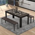 thumbnail image 6 of Moccha Wood Dining Table for 4-6 People, 63" Rectangle, Modern L-Shaped Legs, 330lbs Capacity, Farmhouse Dinette Table for Dining/Living Room, Grey, 6 of 9
