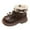 style-03 Brown, variant on Girls Boots Toddler Girls Combat Boots Side Zipper Rainbow Lace Up Dress Black Girls Boots for Toddler/Little Kid/Big Kid Size 3.5 (Brown,Big Kids 3.5)