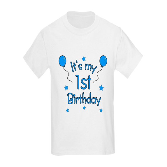 CafePress - 1Stbdayblue T Shirt - Kids Light T-Shirt