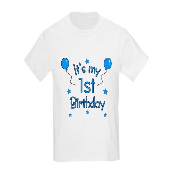 CafePress - 1Stbdayblue T Shirt - Kids Light T-Shirt