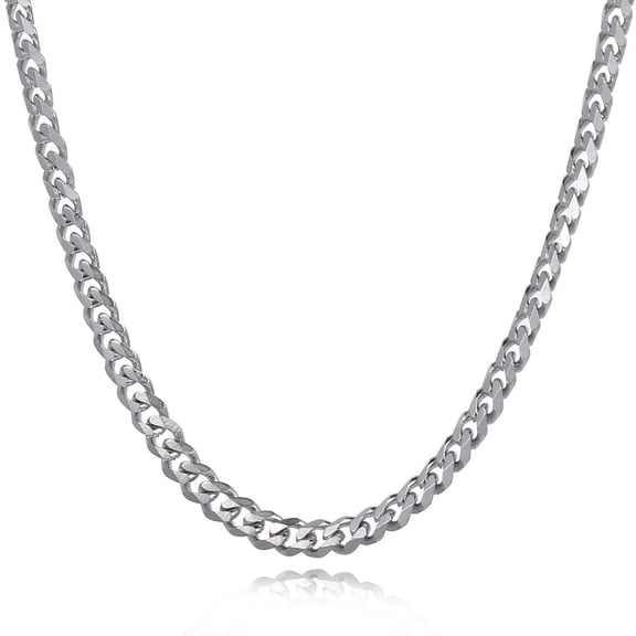 Hermah 3mm Mens Silver Tone Curb Cuban Necklace Stainless Steel Chain 18-26inch